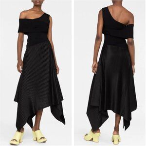 AZ Factory Sundance Asymmetric Maxi Dress Small Black Noir Knit Gown Cocktail
